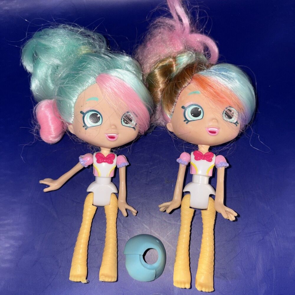 Shopkins Lil Secrets Peppa-Mint Doll Lot (2 Dolls + 1 Extra Skirt) Mismatched